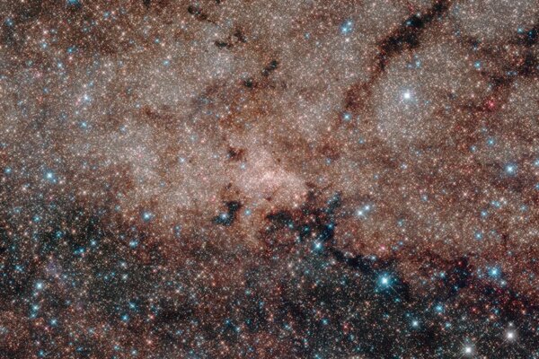 An image of a dense, star-rich portion of our galaxy, the Milky Way, taken by the Hubble Space Telescope.