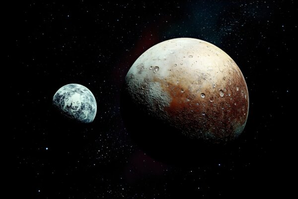 The dwarf planet Pluto and its icy satellite Charon