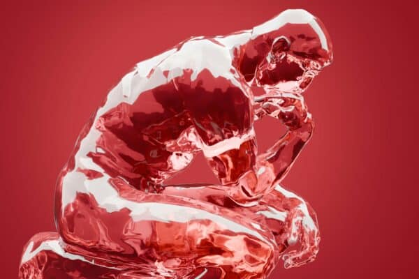 Artist's recreation of the famous sculpture, "The Thinker"