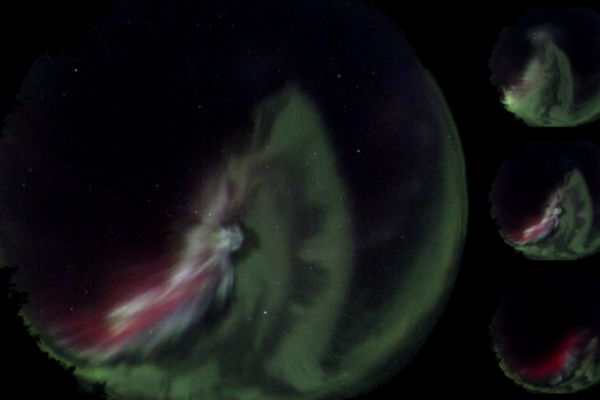 Images of the aurora borealis showing the structured continuum emission
